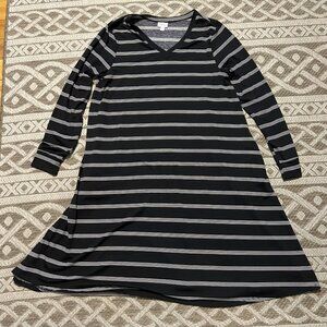 LuLaRoe dress L black white stripes